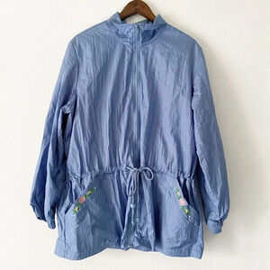 Vintage Blair Floral Windbreaker 90s Grannycore Pastel Embroider XL Cottagecore
